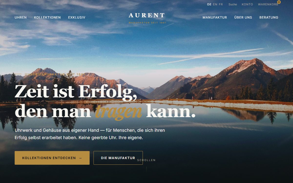 Screenshot: AURENT Luxus-Uhren-Demo